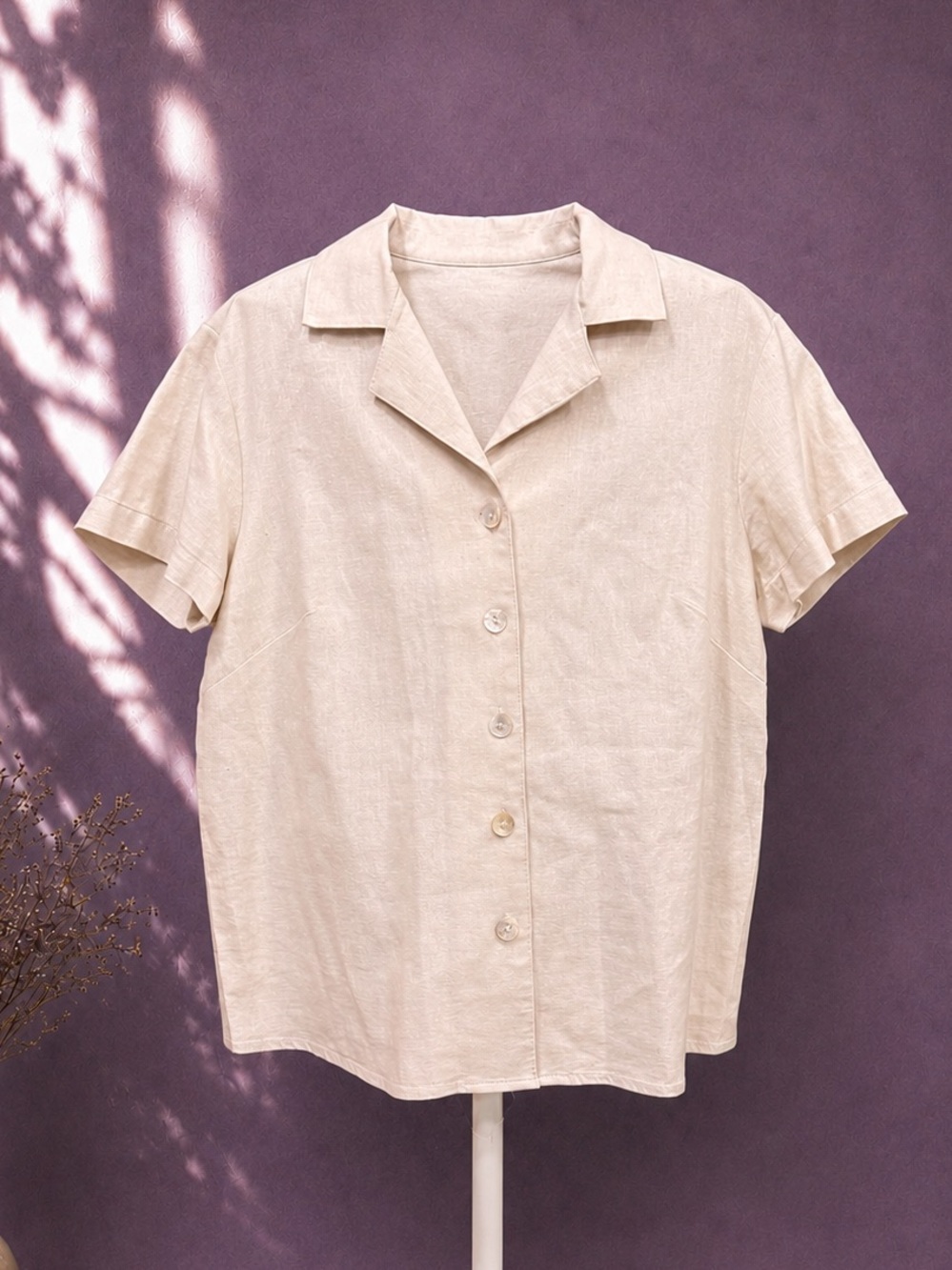 Street fashion linen blend button